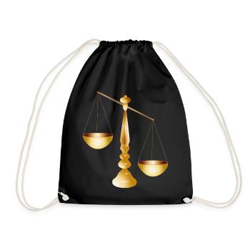 two scales on a beam with stand - Drawstring Bag - black - Front