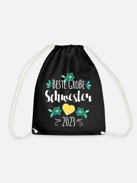 Beste Große Schwester 2023 - Turnbeutel - Schwarz
