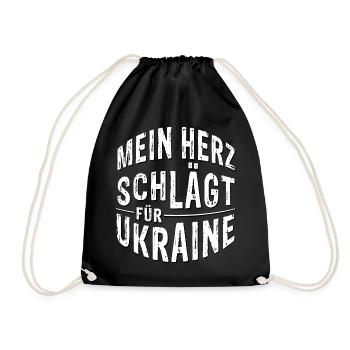 Mein herz schlägt für Ukraine - Turnbeutel - Schwarz - Vorne