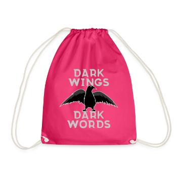 Dark Wings Dark Words - Drawstring Bag - fuchsia - Front
