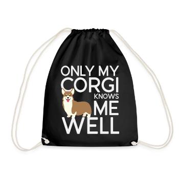 Only My Corgi Knows Me Well - Drawstring Bag - black - Front