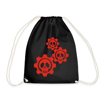 Skulls and red gears - Drawstring Bag - black - Front