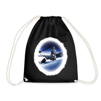 Christmas sledding - Drawstring Bag - black - Front