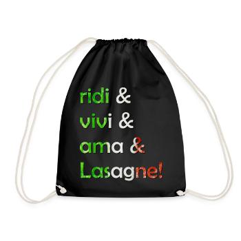 Ridi vivi ama lasagne - Turnbeutel - Schwarz - Vorne
