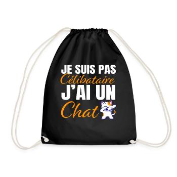 Pas célibataire, j'ai un chat - Sac de sport léger - noir - Devant