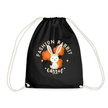 Flowering rabbit and chic carrot - Drawstring Bag - black - Front