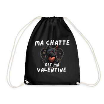 Chat félin cœur Valentine - Sac de sport léger - noir - Devant