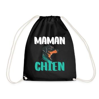 Maman Chien Portrait Énergique - Sac de sport léger - noir - Devant
