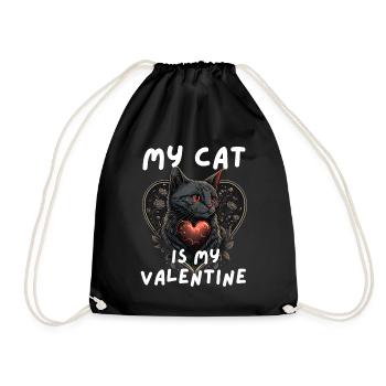 My cat is my Valentine - Drawstring Bag - black - Front