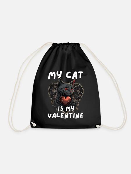 Meine Katze ist mein Valentine - Turnbeutel - Schwarz