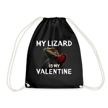 Valentine Heart Lizard - Drawstring Bag - black - Front