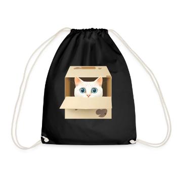 Chaton Curieux en Boîte - Sac de sport léger - noir - Devant