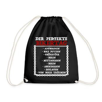 Der Perfekte Bikertag | Motorrad, Freizeit - Turnbeutel - Schwarz - Vorne