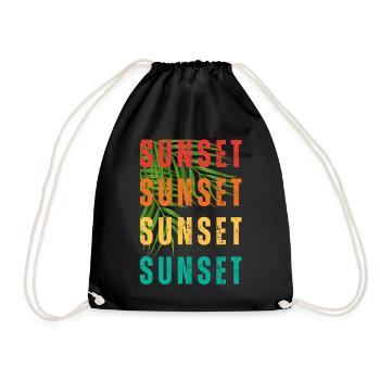 Tropical Sunset Gradient Text - Drawstring Bag - black - Front