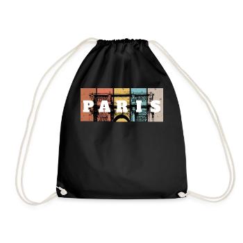 Paris Pop Art Grid - Drawstring Bag - black - Front