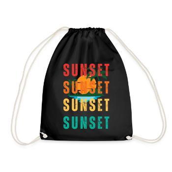 Le coucher du soleil répète le motif des palmiers tropicaux - Sac de sport léger - noir - Devant