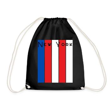 New York Striped Wordmark - Drawstring Bag - black - Front