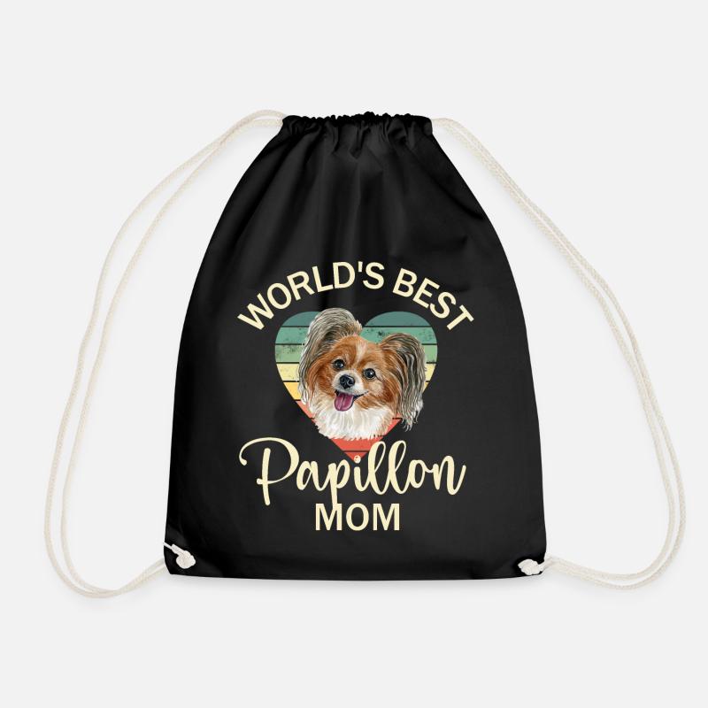 Hund Papillon Zwergspaniel - Turnbeutel - Schwarz