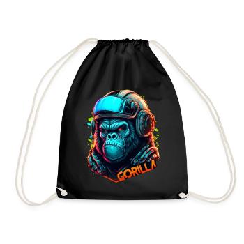 Gorille astronaute néon casque - Sac de sport léger - noir - Devant