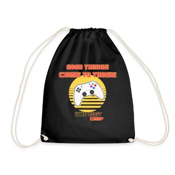 Retro Arcade Gaming Camp Logo - Drawstring Bag - black - Front