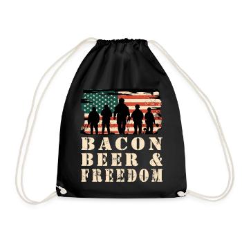 Bacon, Beer and Freedom - Drawstring Bag - black - Front