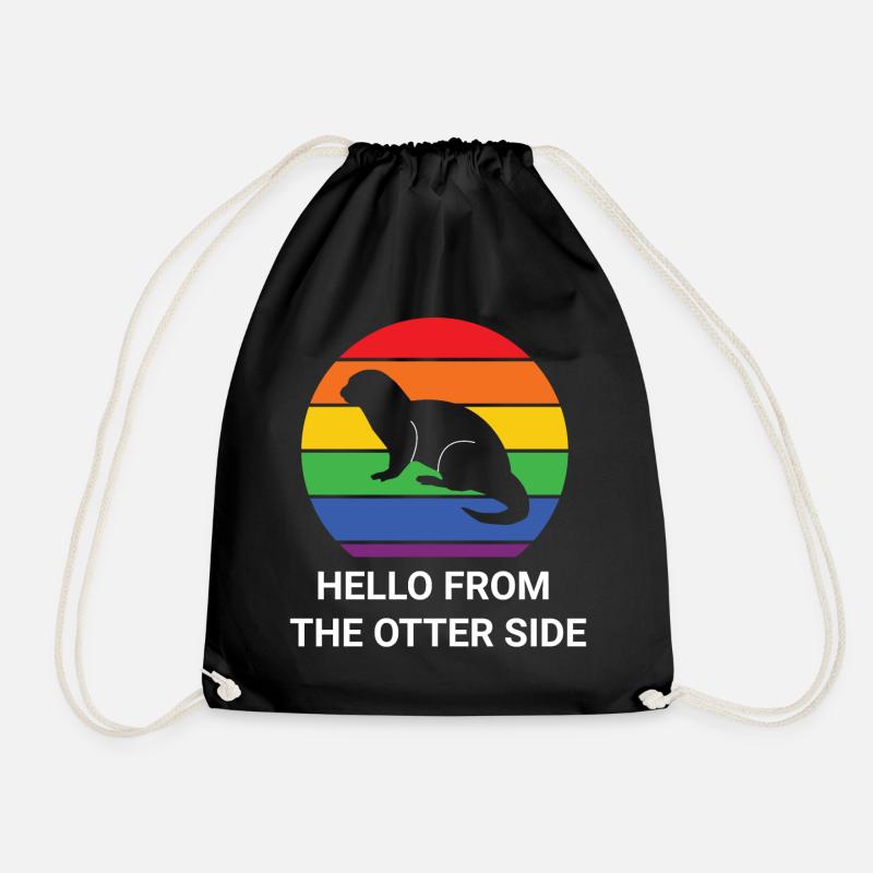 Otter Pride | LGBT | QUEER Otter Motif - Drawstring Bag - black