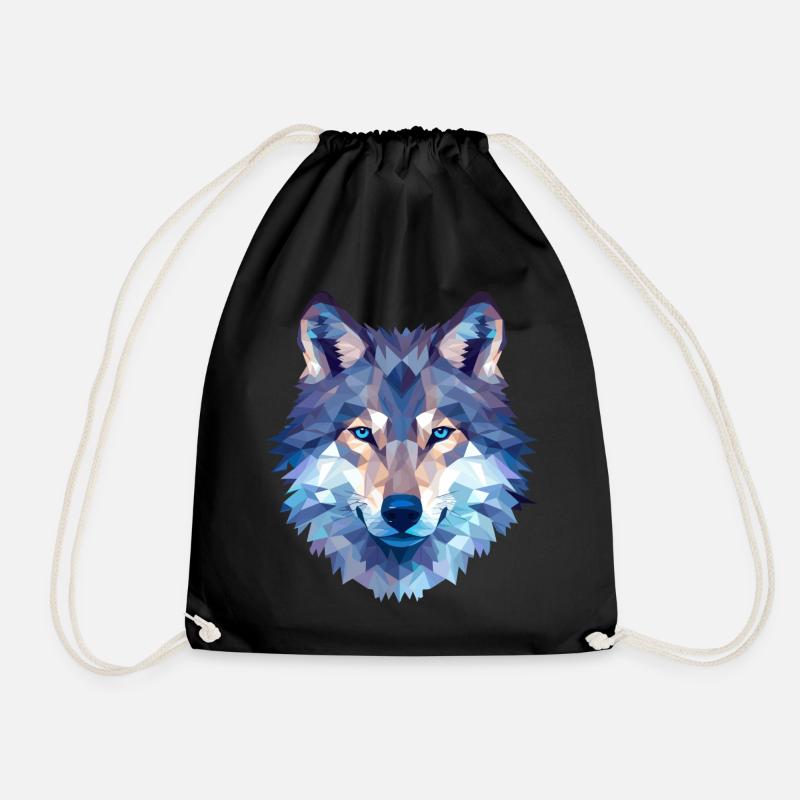 Wolf Polygon Design - Wildtier Natur Motiv - Turnbeutel - Schwarz