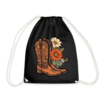 Cowboy Boots Flowers - Drawstring Bag - black - Front