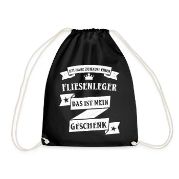 Fliesenleger Fliesenlegen Fliesen Handwerk Spruch - Turnbeutel - Schwarz - Vorne