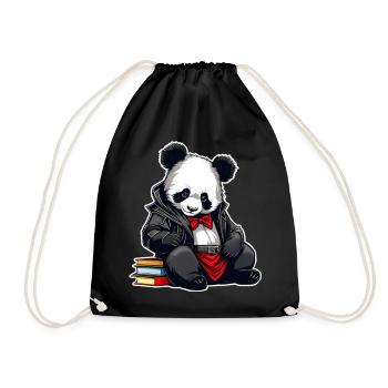 Panda mignon avec des livres - Sac de sport léger - noir - Devant