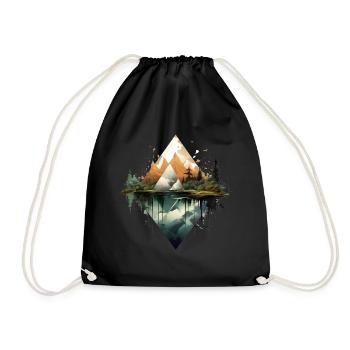 Geometric Mountains and Reflections - Drawstring Bag - black - Front