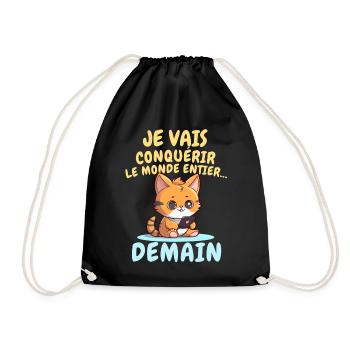 Chat ambitieux demain conquérir le monde - Sac de sport léger - noir - Devant