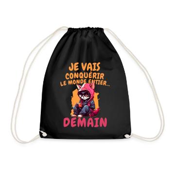 Chat urbain conquérant demain - Sac de sport léger - noir - Devant
