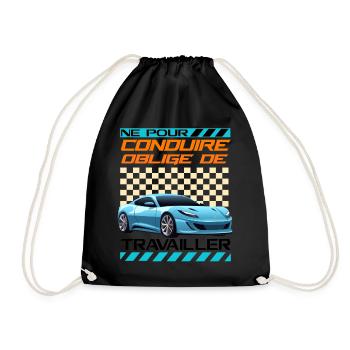 Voiture sportive néon rétro racing - Sac de sport léger - noir - Devant