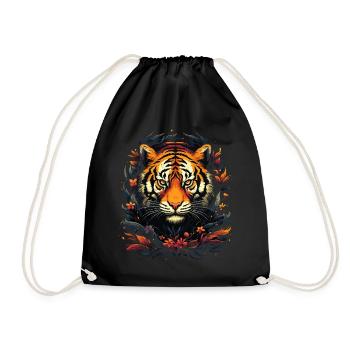 Tiger Tigerkopf Raubkatze Raubtier Stark Kraft - Turnbeutel - Schwarz - Vorne