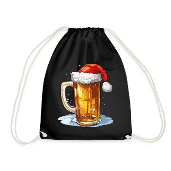 Weihnachten Bier Weihnachtsbier Prost Lustig Humor - Turnbeutel - Schwarz - Vorne