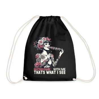 Schaschlik lecker Frau Tattoo Geschenk - Turnbeutel - Schwarz - Vorne