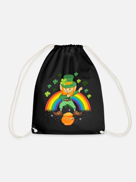 Dabbing Kobold Goldtopf Kleeblatt ST. Patricks Day - Turnbeutel - Schwarz