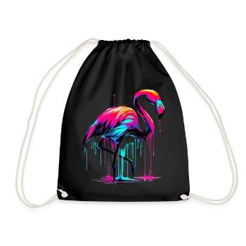 Pink Flamingo - Drawstring Bag - black - Front