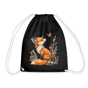 Renard et papillon - Sac de sport léger - noir - Devant