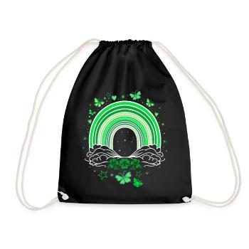 St Patrick's Day rainbow with butterflies - Drawstring Bag - black - Front
