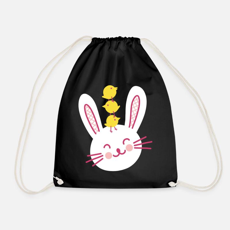 Osterhase und drei süße Küken - Turnbeutel - Schwarz