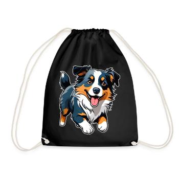 Niedlicher Border Collie Hund - Turnbeutel - Schwarz - Vorne