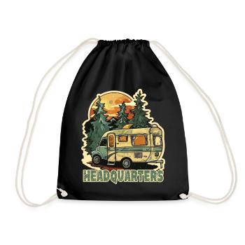 Waldcamper im Sonnenuntergang Campingfreund - Turnbeutel - Schwarz - Vorne
