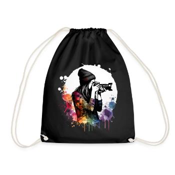 fille qui aime la photographie - Sac de sport léger - noir - Devant