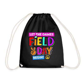 School Field Days Let the Games Begin Teacher 2024 - Drawstring Bag - black - Front