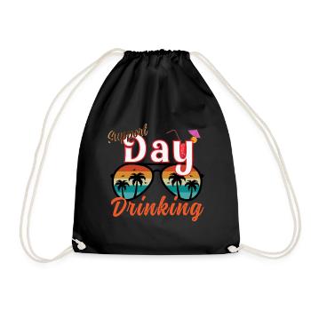 Day Drinking Palm Print - Turnbeutel - Schwarz - Vorne