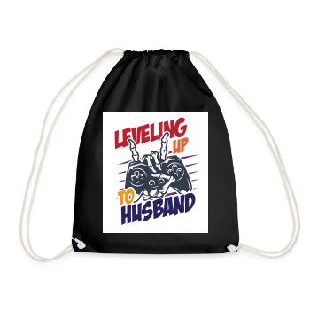 Funny leveling upto husband shirt |New Husband | - Turnbeutel - Schwarz - Vorne