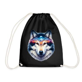 Wolf - Drawstring Bag - black - Front