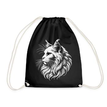 Maine Coon Katzenkopf - Turnbeutel - Schwarz - Vorne